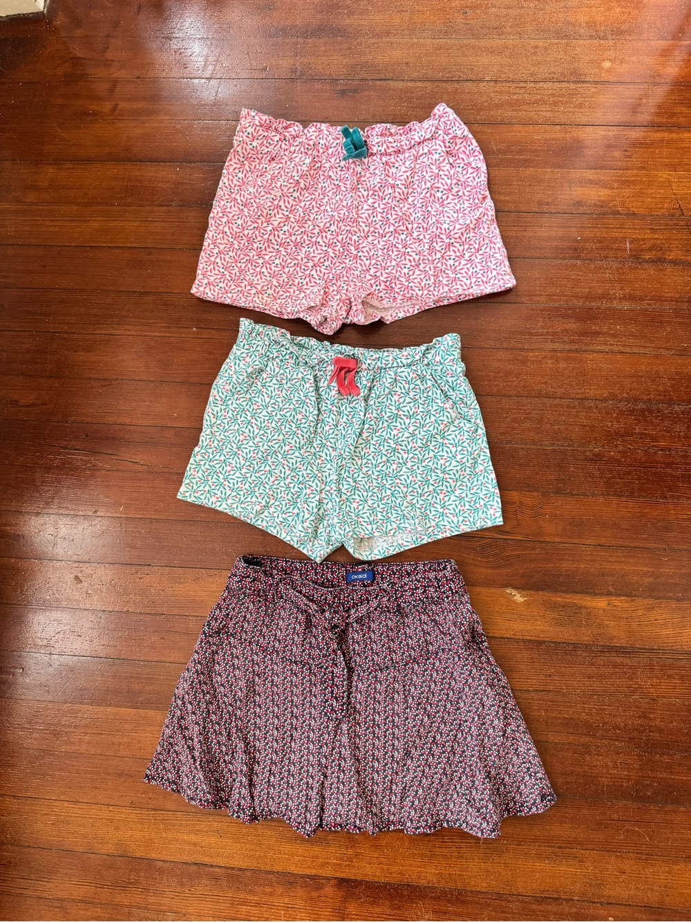 Girls' French Bundle Printed Pull-On Shorts — Pink, Mint, Red/Blue